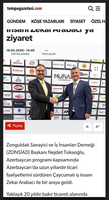 Başkan Tıskaoğlu'ndan iş insanı Zekai Arabacı'ya ziyaret