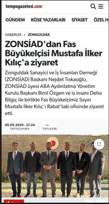 ZONSİAD'dan Fas Büyükelçisi Mustafa İlker Kılıç'a ziyaret